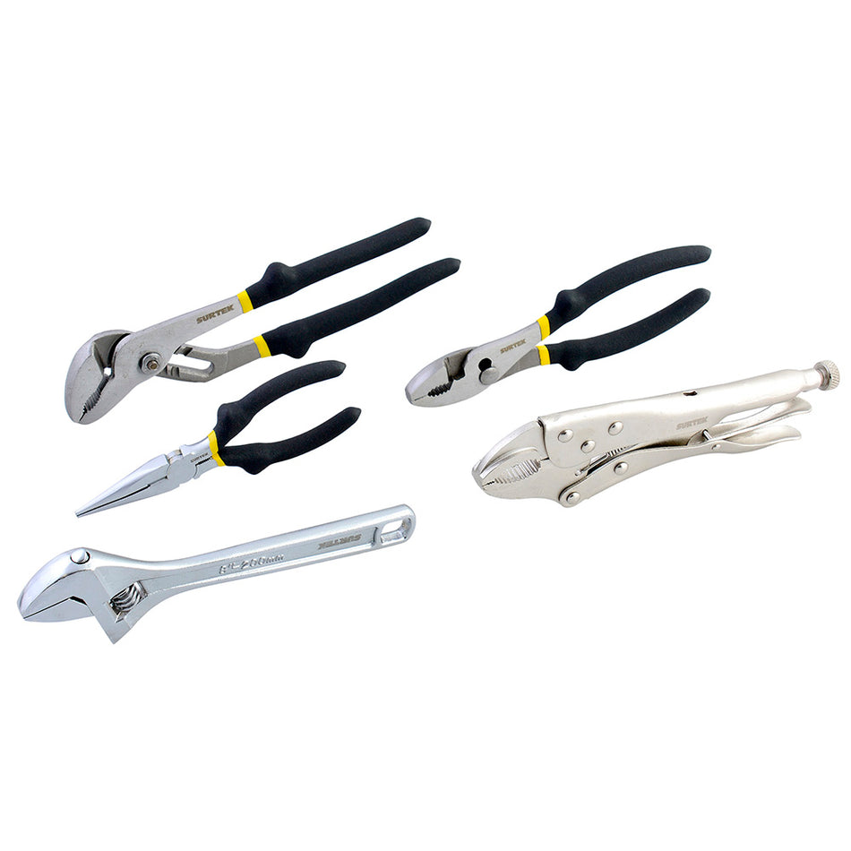 JUEGO COMBINADO DE PINZAS PARA MECANICO, 5 PIEZAS SKU P050