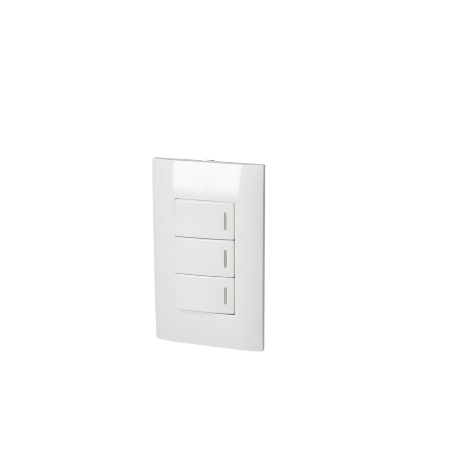 PLACA 3 INTERRUPTOR 1/3, LANEA  AMERICANA, COLOR BLANCO SKU P423B0