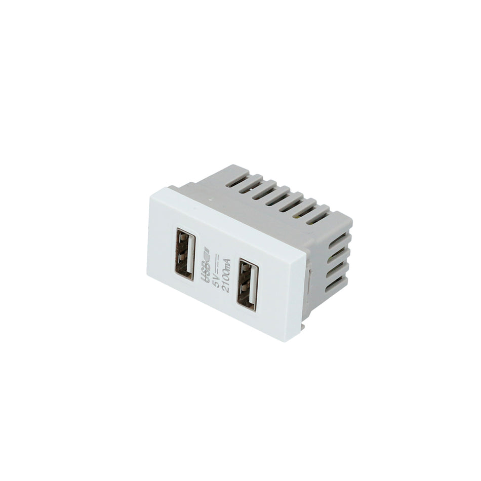 MODULO USB DOBLE 1/3, LANEA PREMIUM, COLOR BLANCO SKU P617B0