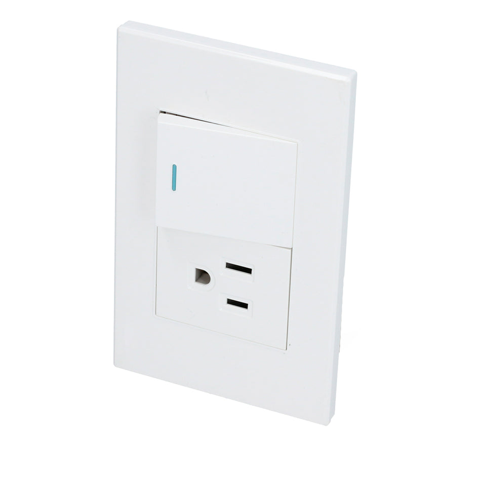 PLACA 1 INTERRUPTOR 1 CONTACTO 1/2, LANEA PREMIUM, COLOR BLANCO SKU P624B0