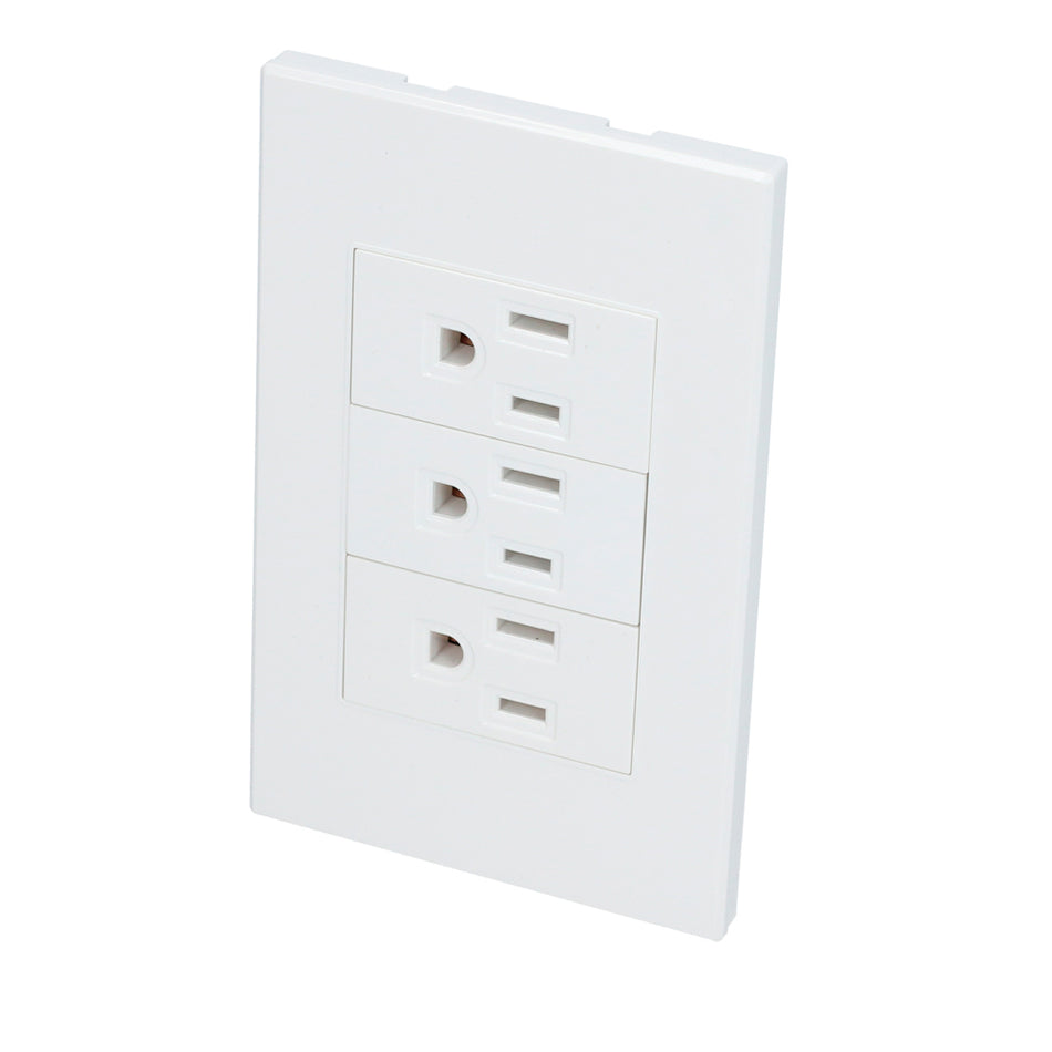 PLACA 3 CONTACTOS 1/3, LANEA PREMIUM, COLOR BLANCO SKU P628B0