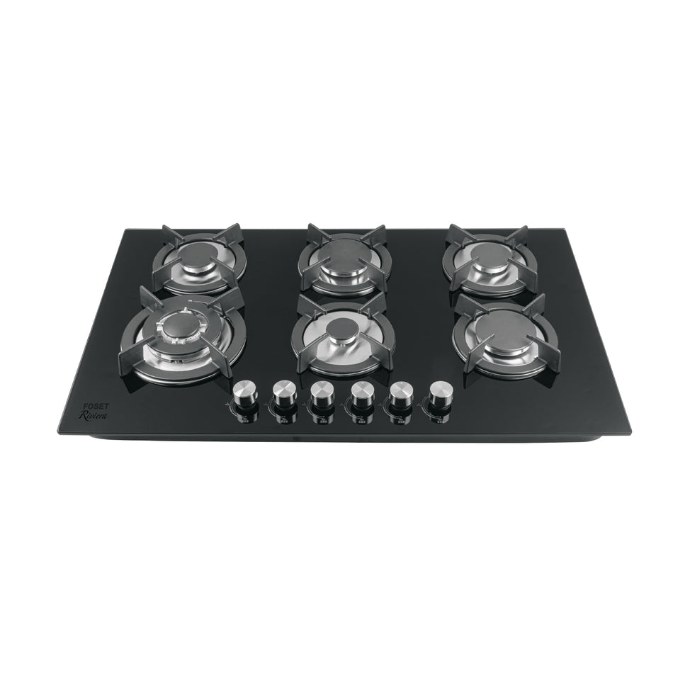 Parrilla gas empotrable 90cm, 6 quem, vidrio negro, Riviera SKU PAE-906GV