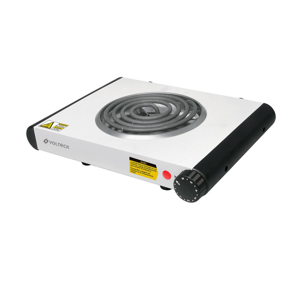 Parrilla eléctrica 1 quemador en espiral, blanca, Volteck SKU PAEL-1C0