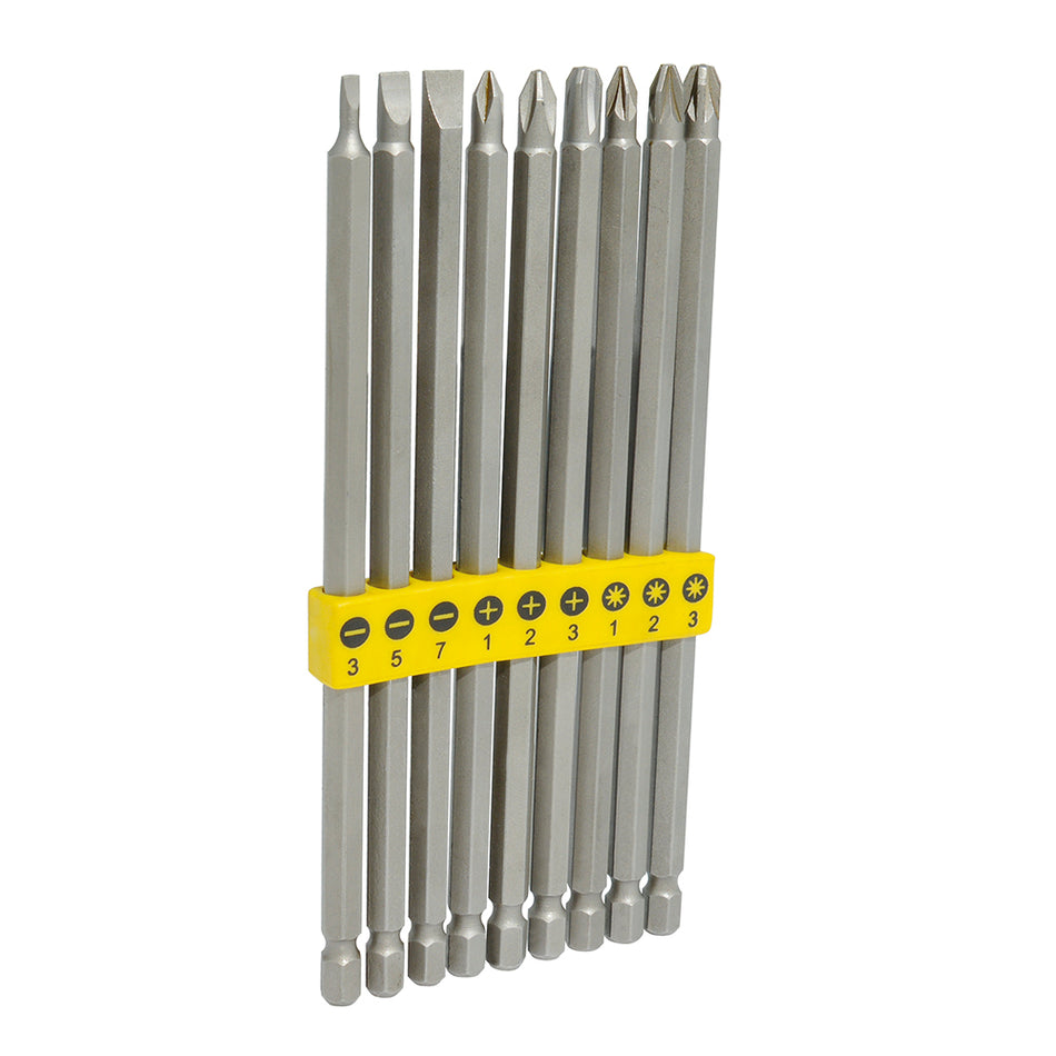 JUEGO COMBINADO DE PUNTAS EXTRA LARGAS HEXAGONO DE 1/4", 9 PIEZAS EN BLISTER SKU PFCL90
