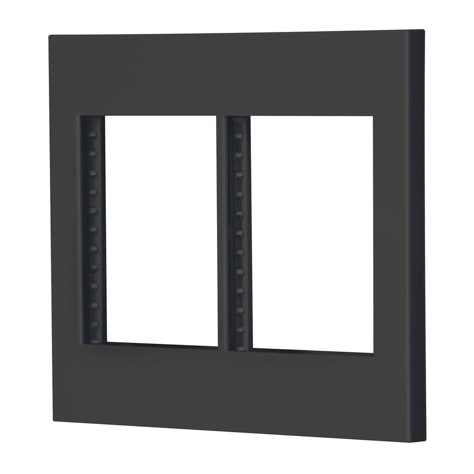 Placa 2 ventanas, 6 módulos, línea Española, color negro SKU PP6M-EN0