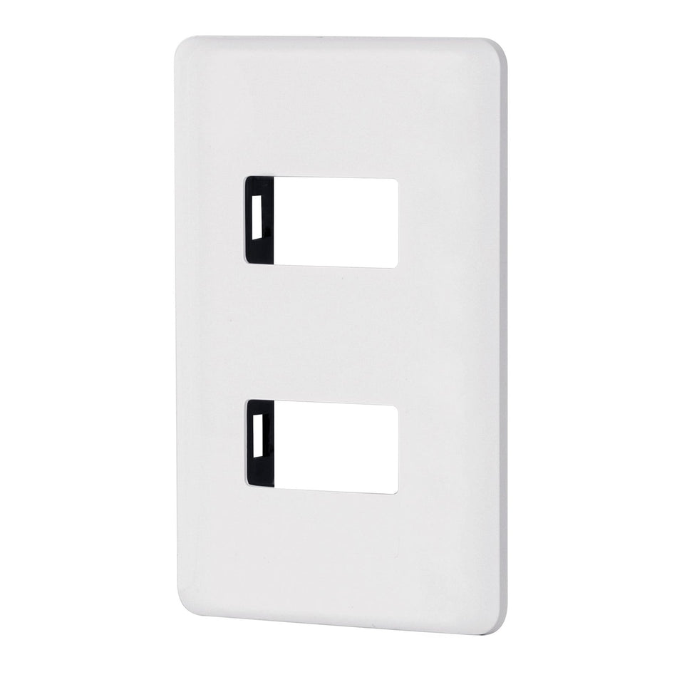 Placa 2 módulos de ABS, blanca, Volteck Basic SKU PPDO-B0