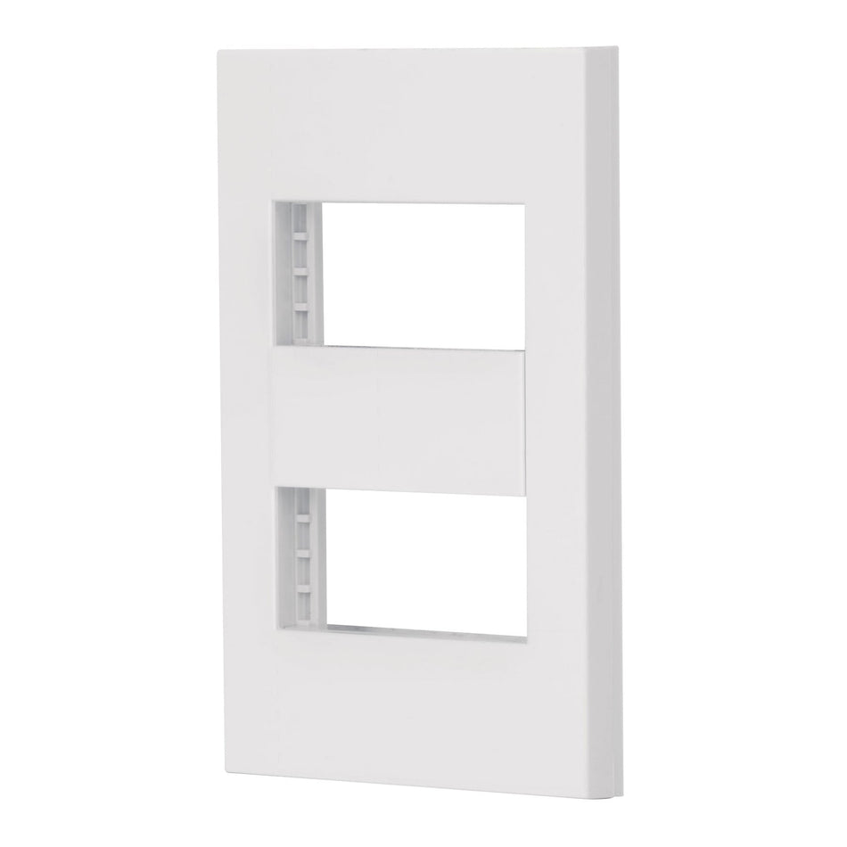 Placa 2 ventanas, 1 módulo, línea Española, color blanco SKU PPDO-EB0