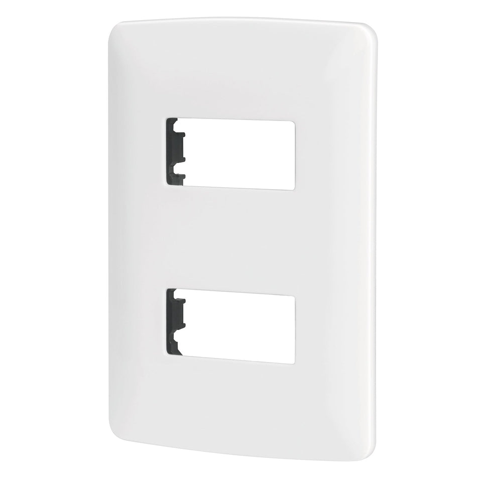 Placa 2 módulos de ABS, línea Italiana, color blanco SKU PPDO-IB0