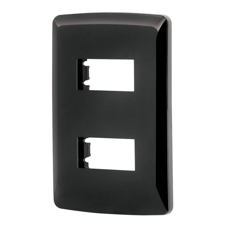 Placa 2 modulos, Italiana, color negro, Volteck SKU PPDO-IN0