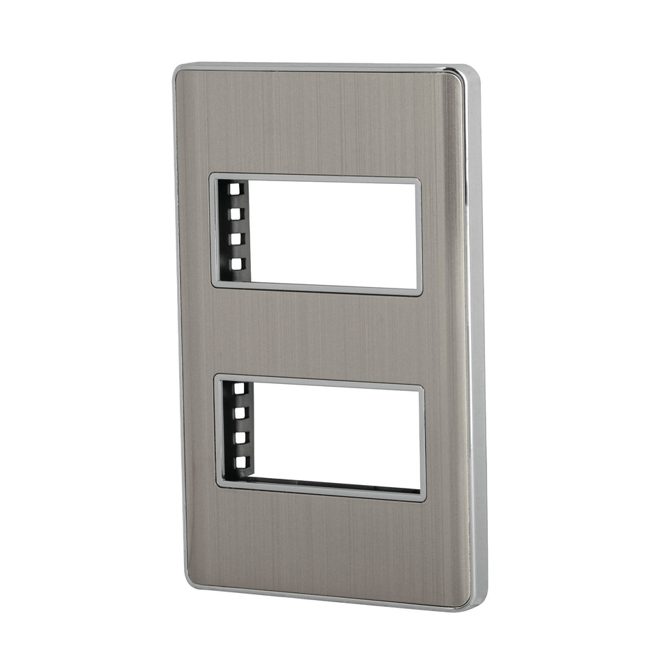 Placa de acero inox con 2 ventanas 1 módulo, línea Lisboa SKU PPDO-LA0