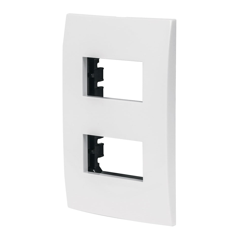 Placa 2 módulos de ABS, línea Oslo, color blanco, Volteck SKU PPDO-OB0