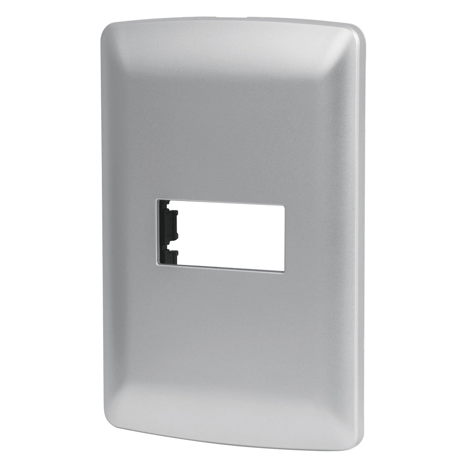 Placa 1 módulo de ABS, línea italiana, color plata, Volteck SKU PPSE-IP0