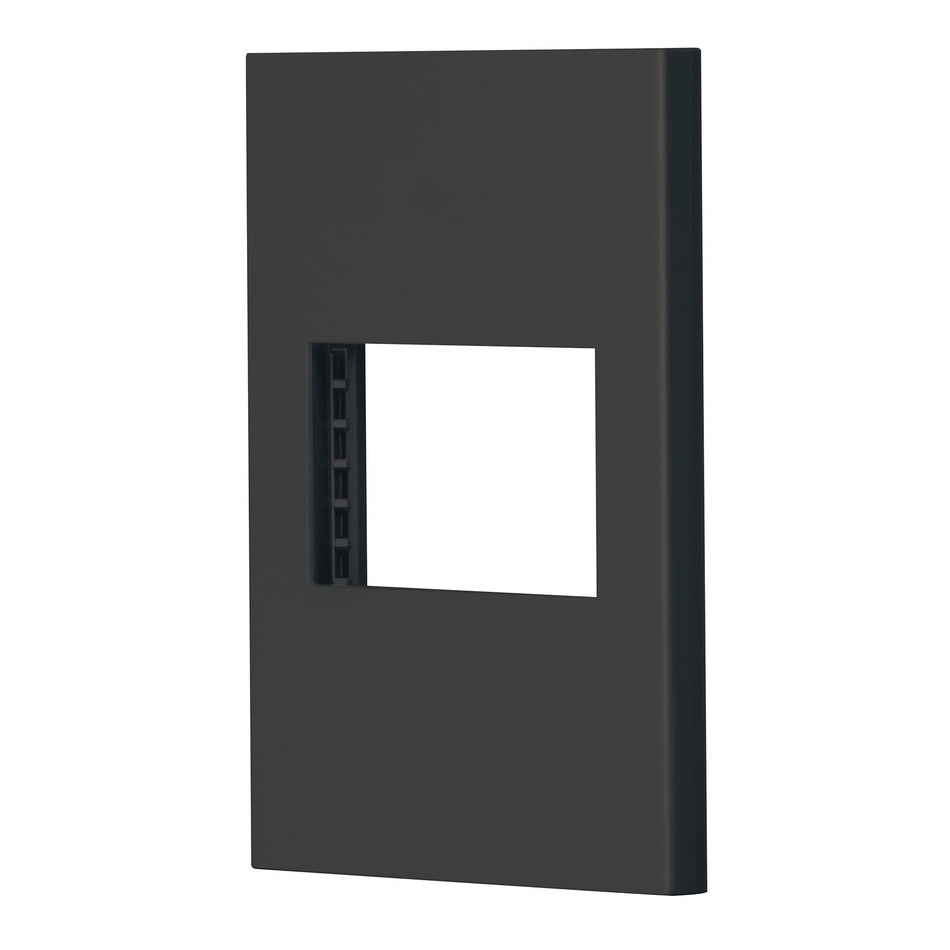 Placa 1 ventana, 1.5 módulos, línea Española, color negro SKU PPSE15-EN0