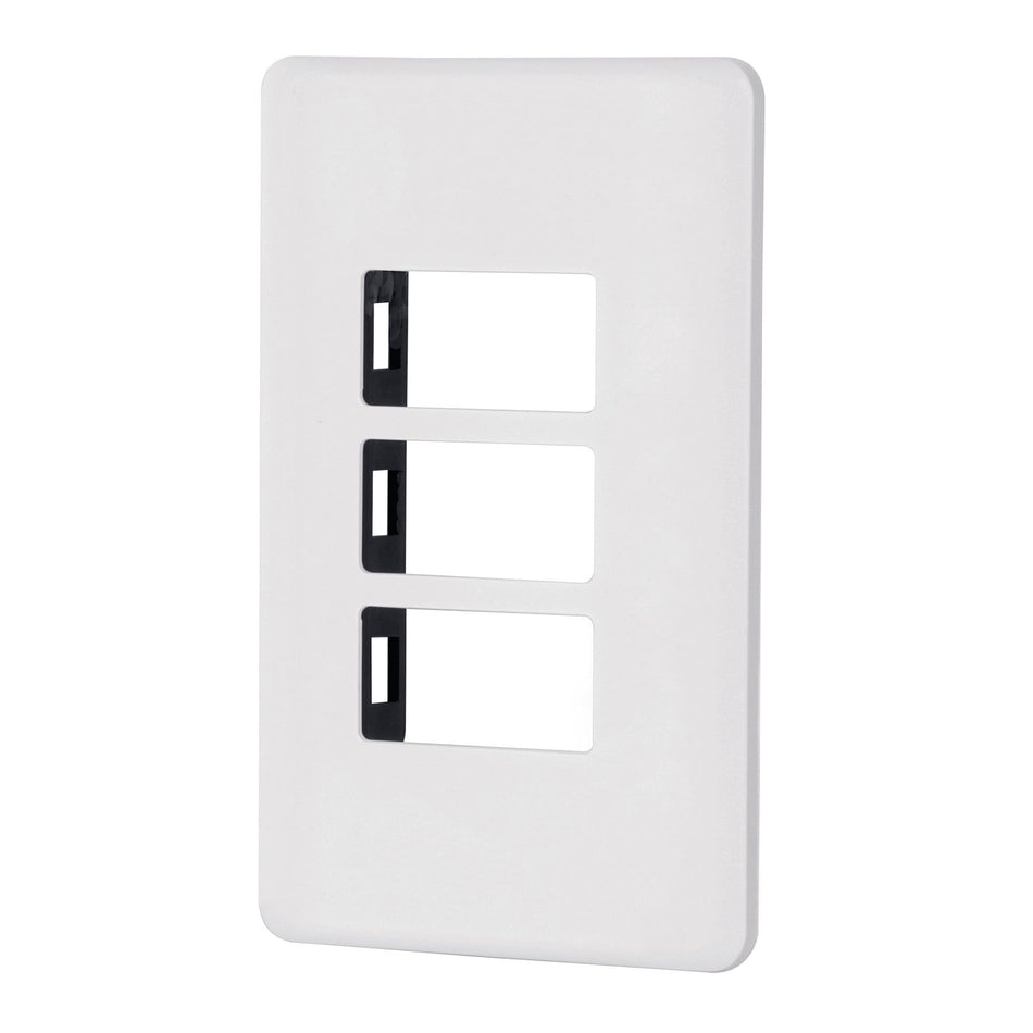 Placa 3 módulos de ABS, blanca, Volteck Basic SKU PPTR-B0