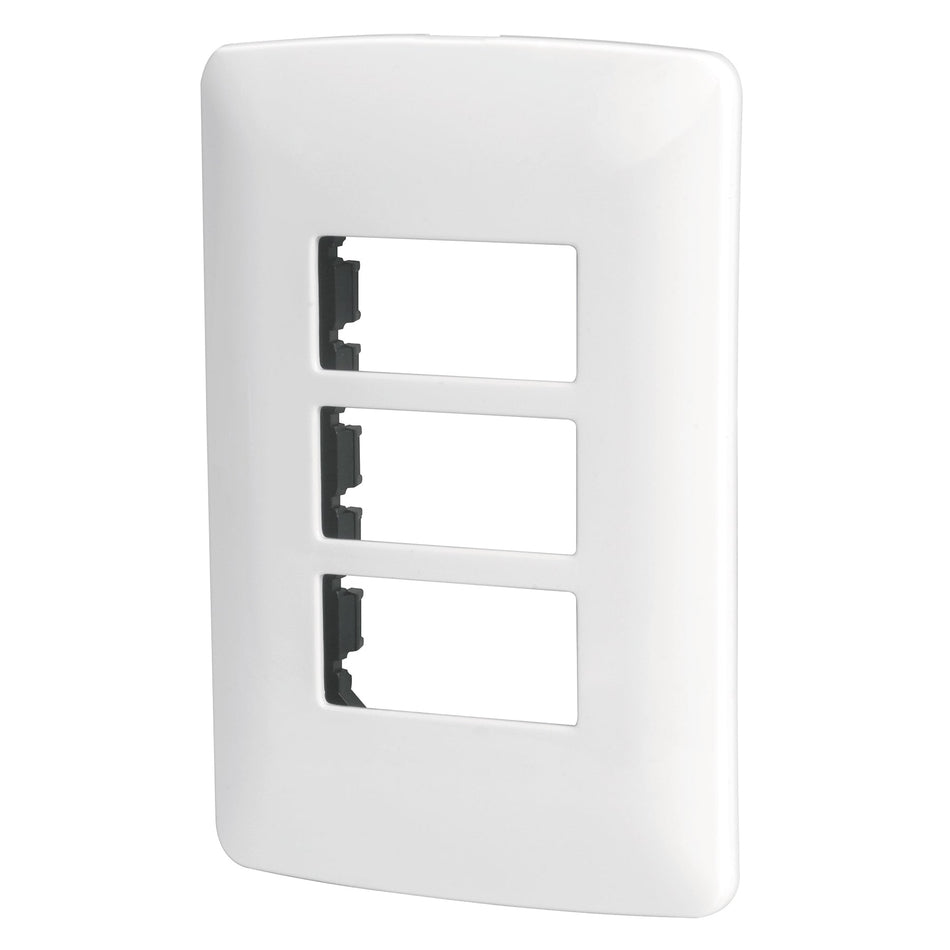 Placa 3 módulos de ABS, línea Italiana, color blanco SKU PPTR-IB0