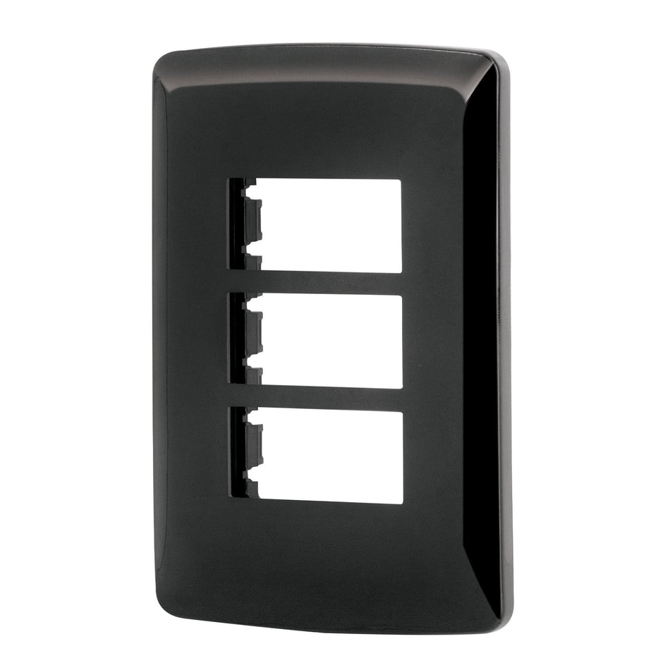 Placa 3 modulos, Italiana, color negro, Volteck SKU PPTR-IN0