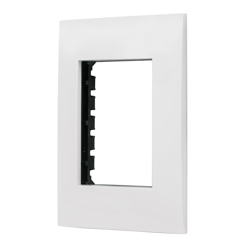 Placa 3 módulos de ABS, línea Oslo, color blanco, Volteck SKU PPTR-OB0