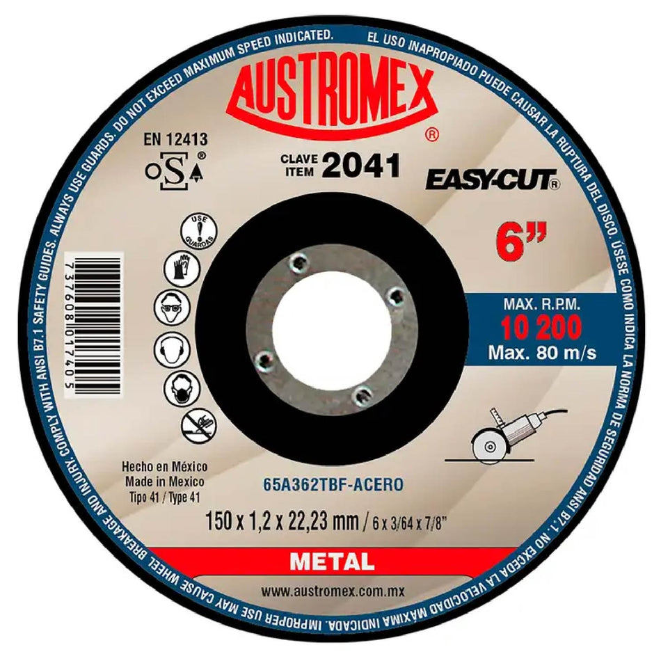 DISCO DE DESBASTE PARA METAL EASY-CUT G-24 4-1/2X1/4X7/8 SKU QAX2004 SKU QAX2004