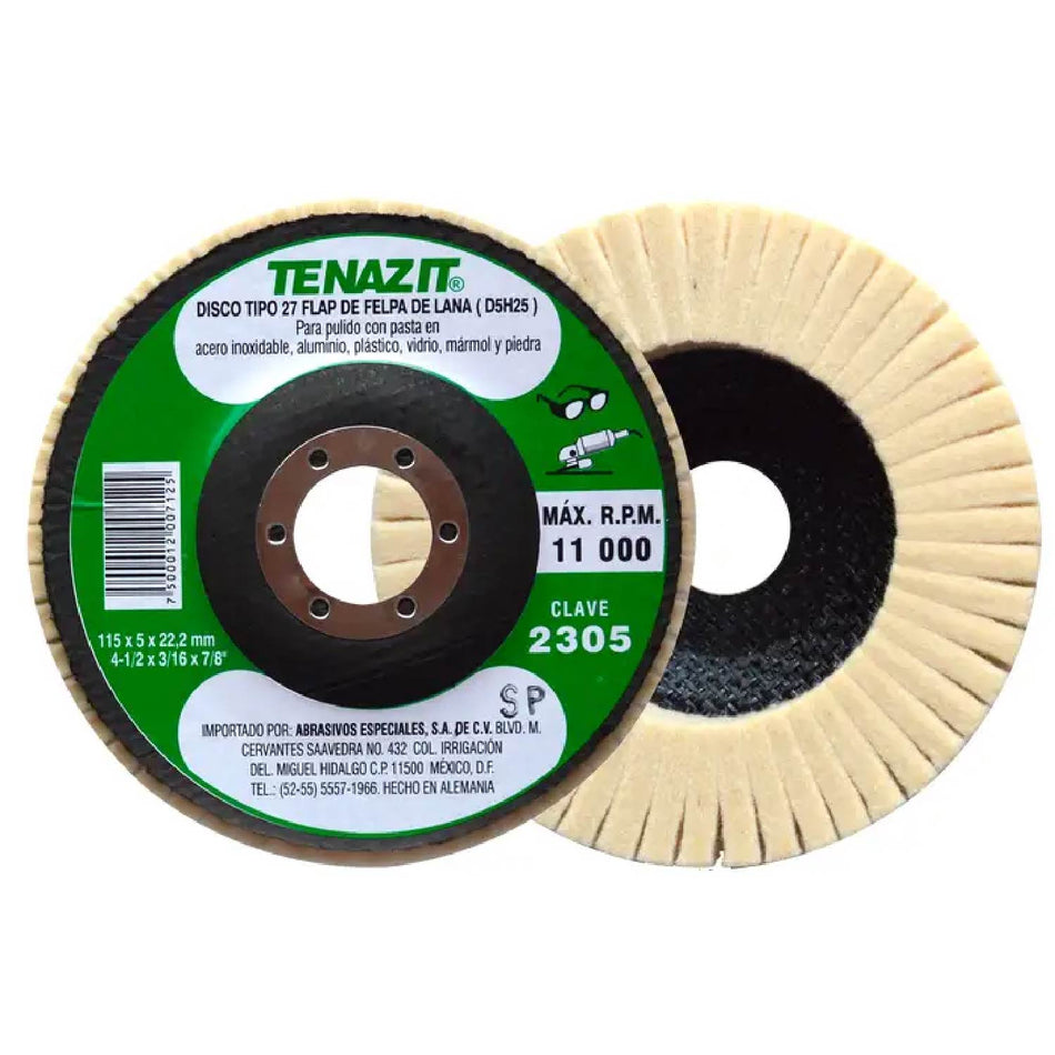 DISCO DE FELPA TIPO 27 4-1/2X3/16X7/8 SKU QAX2305