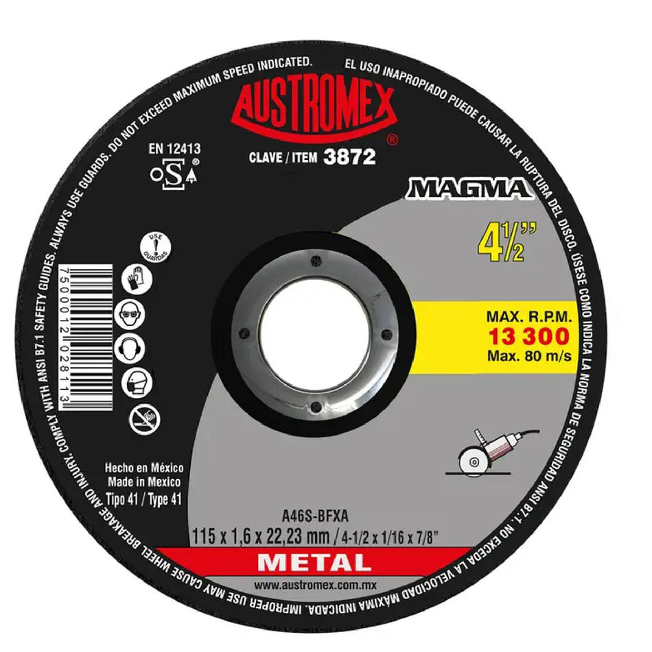 DISCO DE CORTE PARA METAL FERROSO MAGMA G-46 7X1/16X7/8 SKU QAX3842