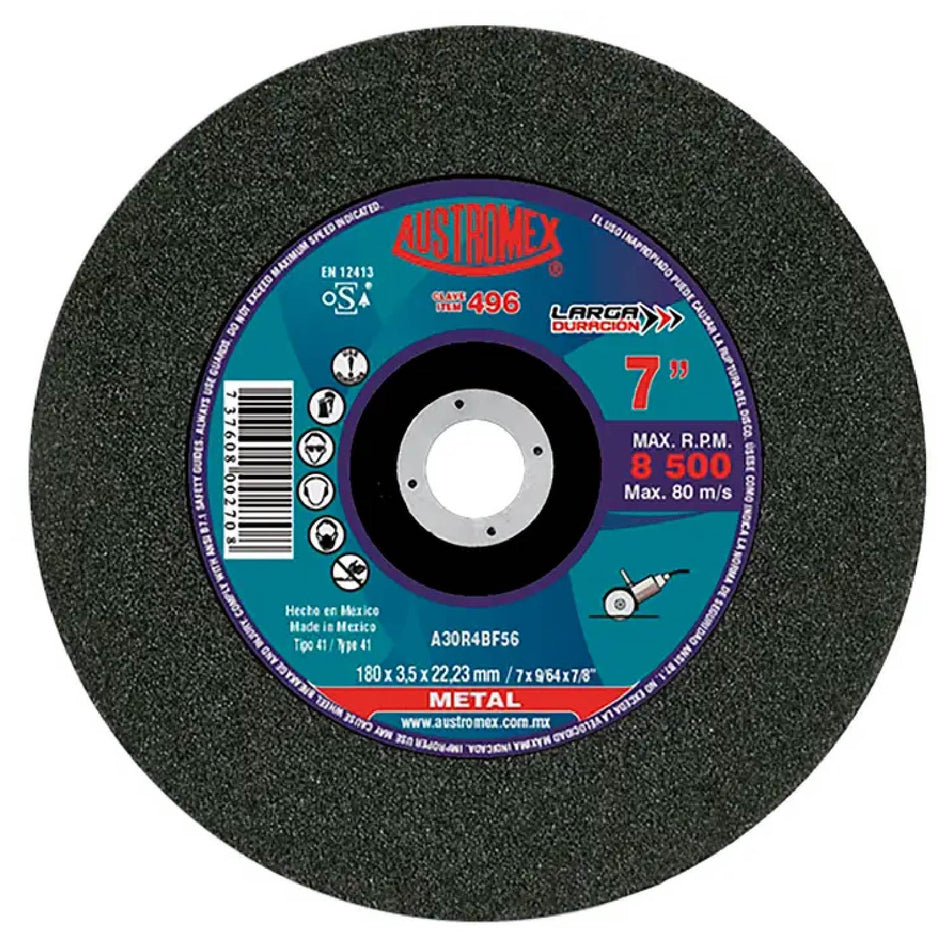 DISCO DE CORTE PARA METAL LARGA DURACIÓN F-60 3X1/8X1/2 SKU QAX493 SKU QAX493