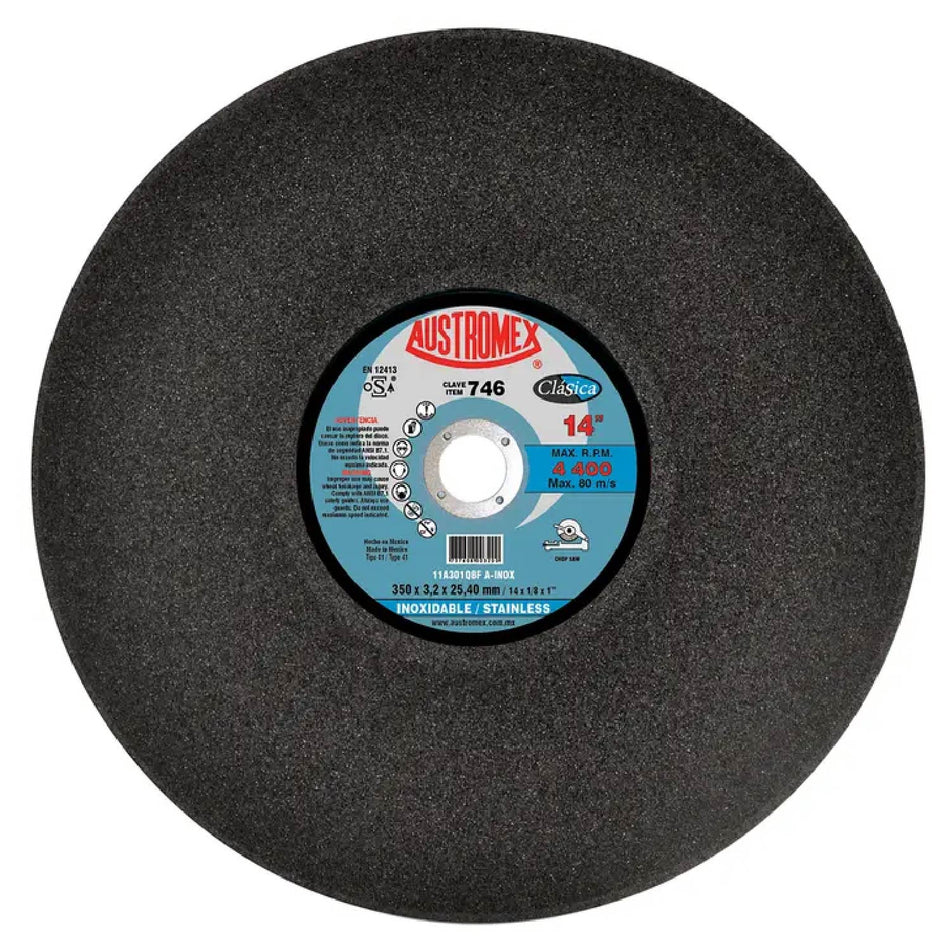 DISCO DE CORTE PARA ACERO INOXIDABLE CLÁSICA G-30 14X1/8X1 SKU QAX746