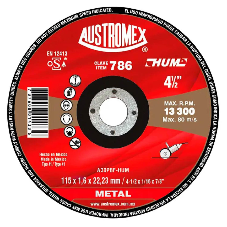 DISCO DE CORTE  PARA ACERO INOXIDABLE HUM G-46 4-1/2X3/64X7/8 SKU QAX781