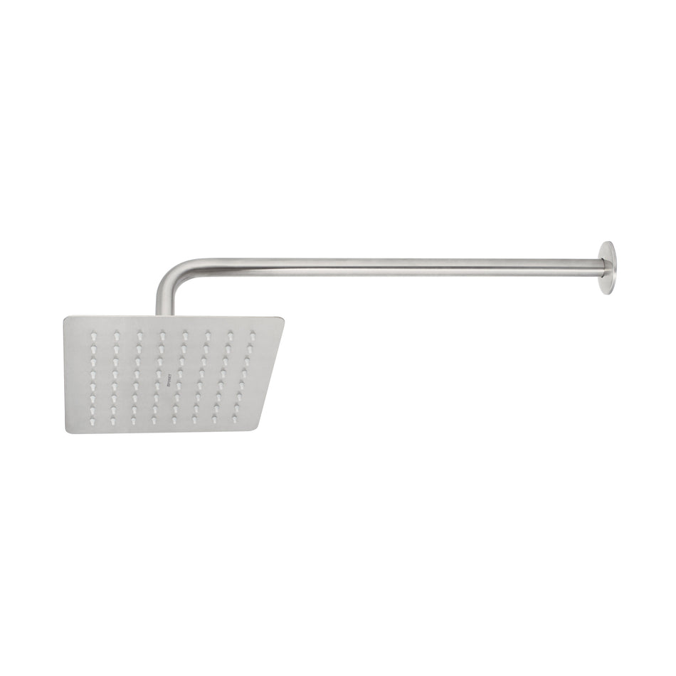 Regadera cuadrada 8', acero inox, con brazo, satín, Túbig SKU R-415N