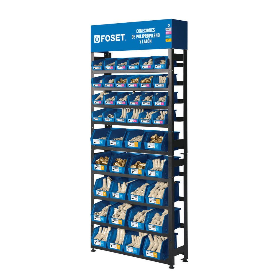 Rack con conexiones para manguera de PP, Foset SKU R-CM-FOS