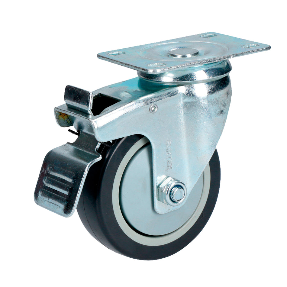 RODAJA DE POLIURETANO NEGRO GIRATORIA CON FRENO 4" SKU RG10B0