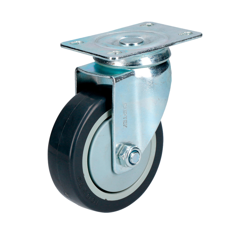 RODAJA DE POLIURETANO NEGRO GIRATORIA 4" SKU RG10G0