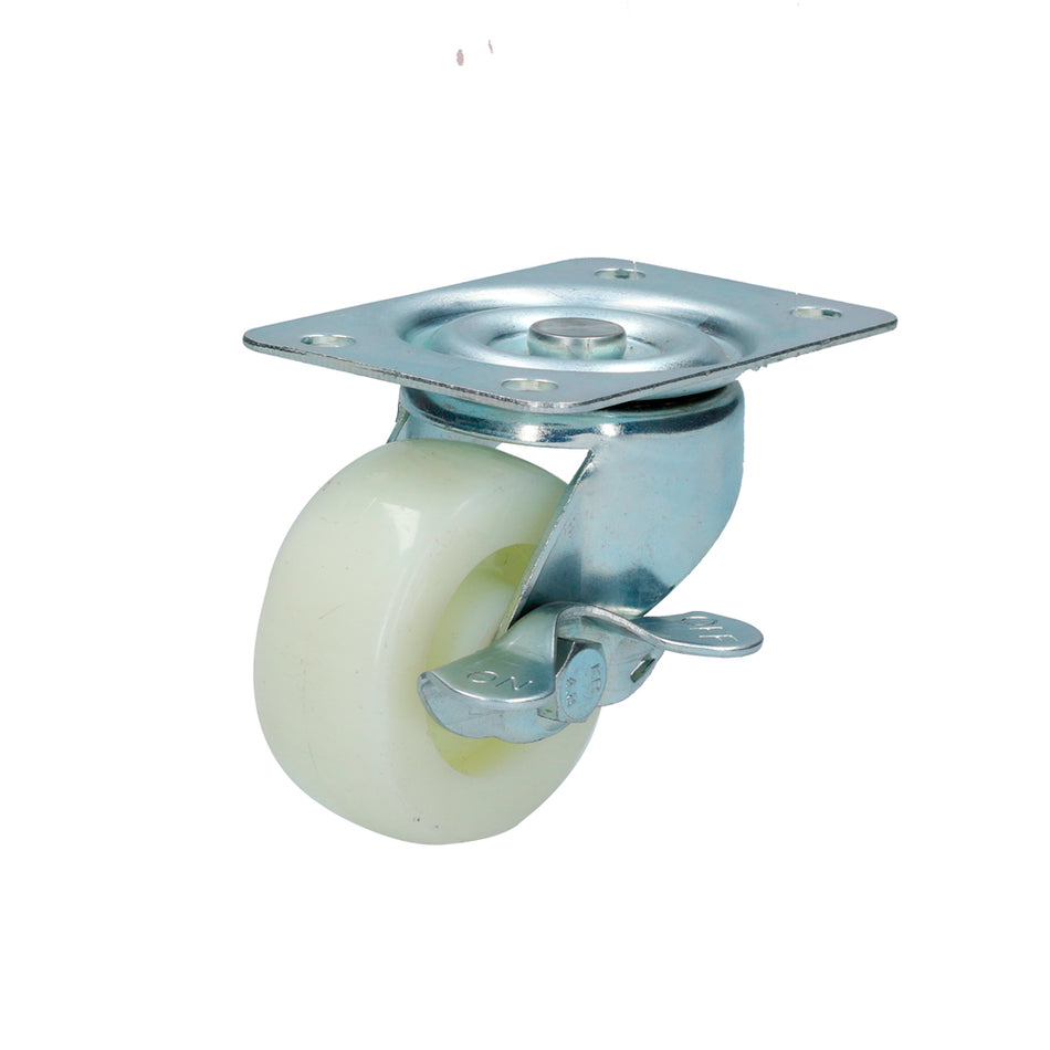 RODAJA DE POLIPROPILENO BLANCA GIRATORIA CON FRENO 2-1/2" SKU RN6B0