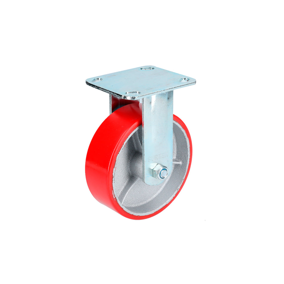 RODAJA DE FIERRO CON POLIURETANO ROJO FIJA 6" SKU RP15F0