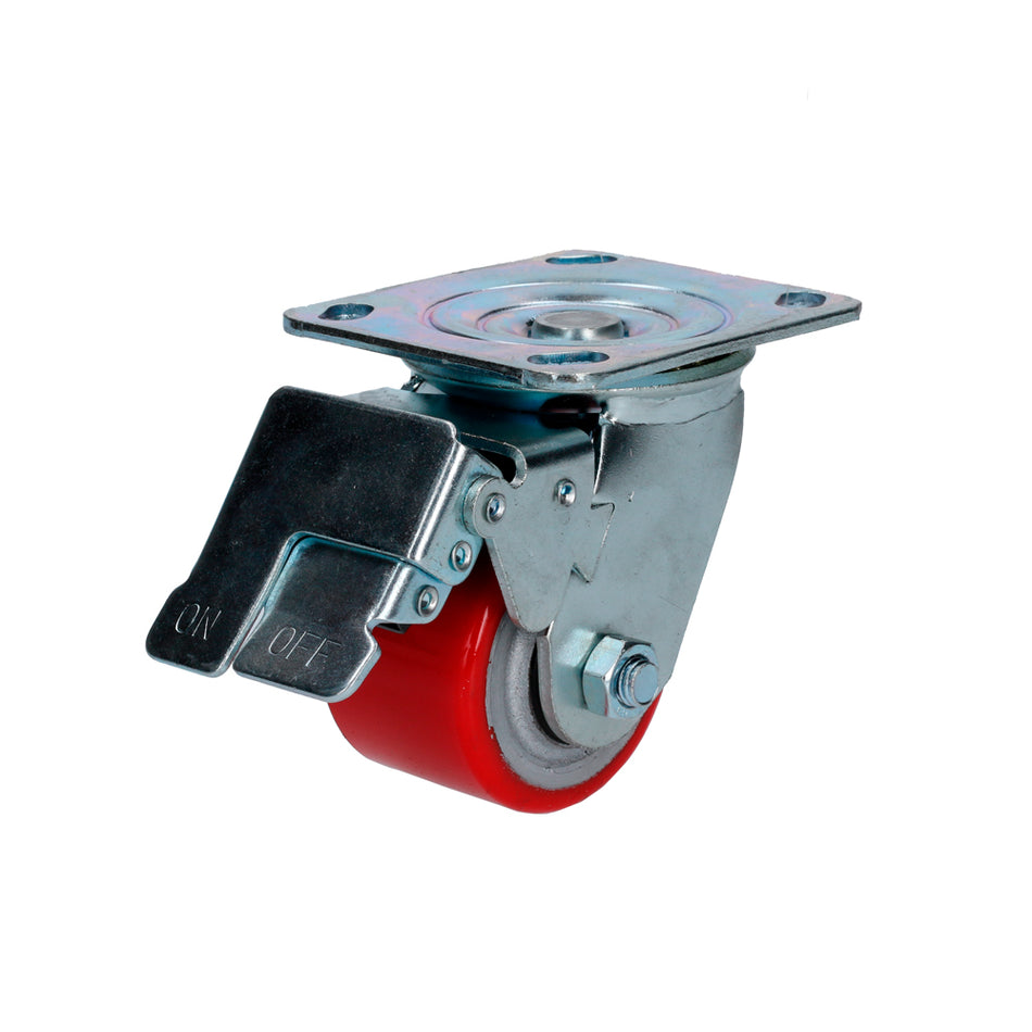 RODAJA DE FIERRO CON POLIURETANO ROJO GIRATORIA CON FRENO 3" SKU RP7B0