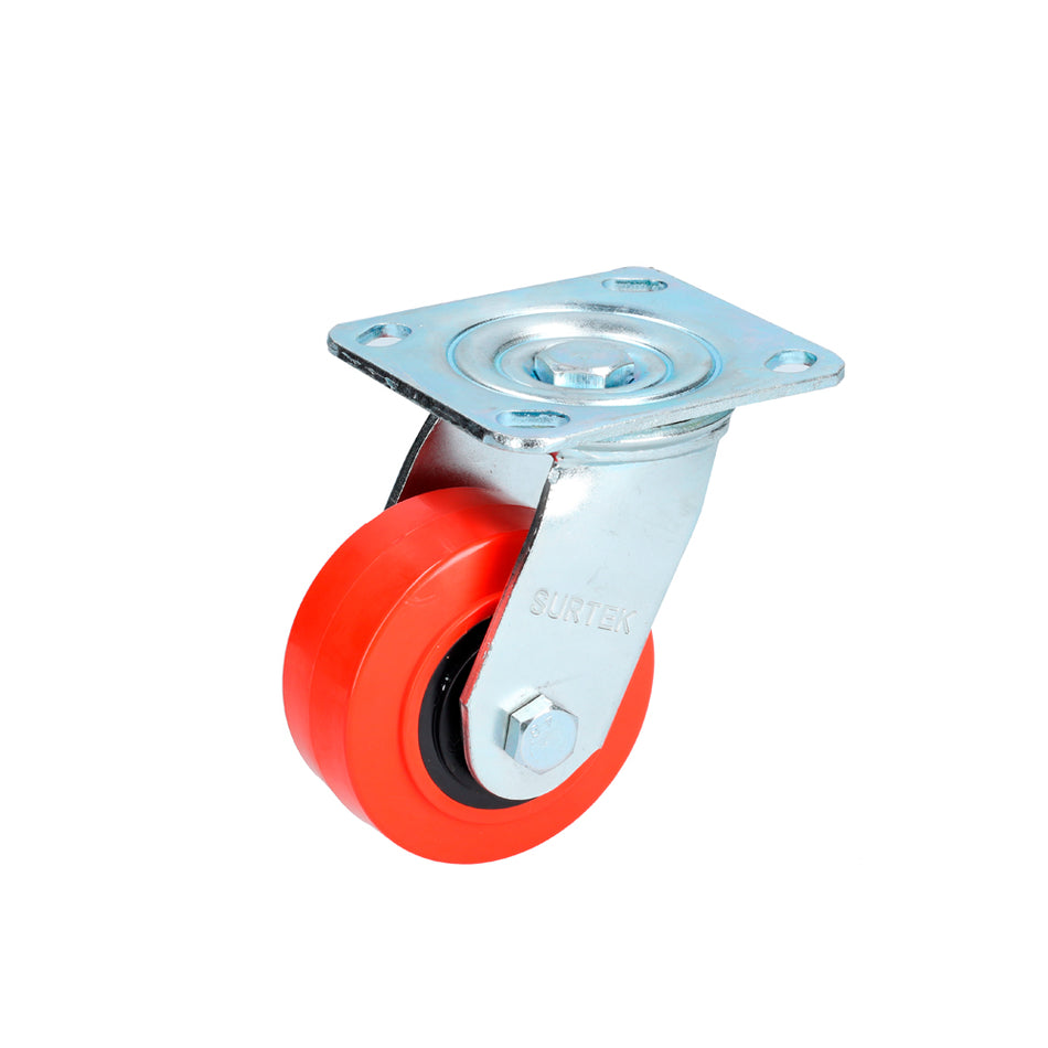 RODAJA DE POLIURETANO ROJO GIRATORIA 4" SKU RR10G0