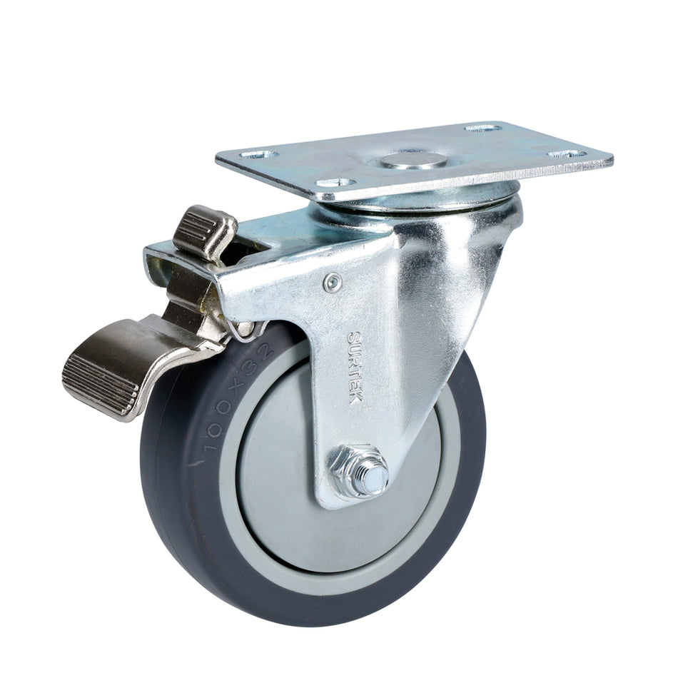 RODAJA DE TPR GRIS GIRATORIA CON FRENO 3" SKU RT7B0