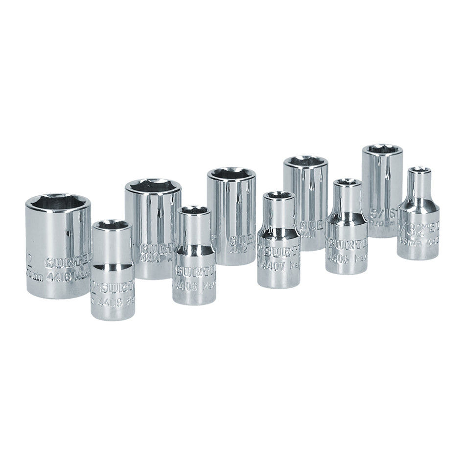 JUEGO DE DADOS CUADRO DE 1/4", 6 PUNTAS, EN PULGADAS, 10 PIEZAS SKU S05S0