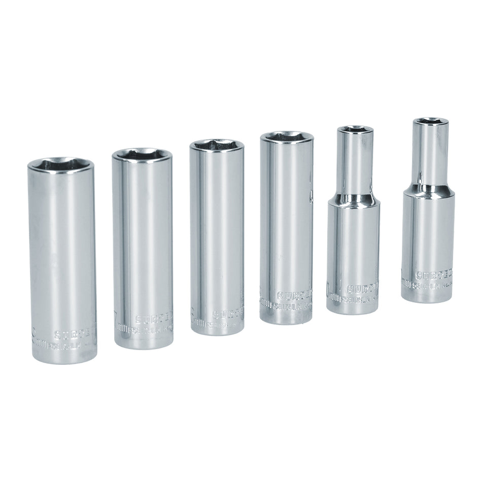 JUEGO DE DADOS LARGOS CUADRO DE 1/2", 6 PUNTAS, METRICOS, 6 PIEZAS SKU S11M0