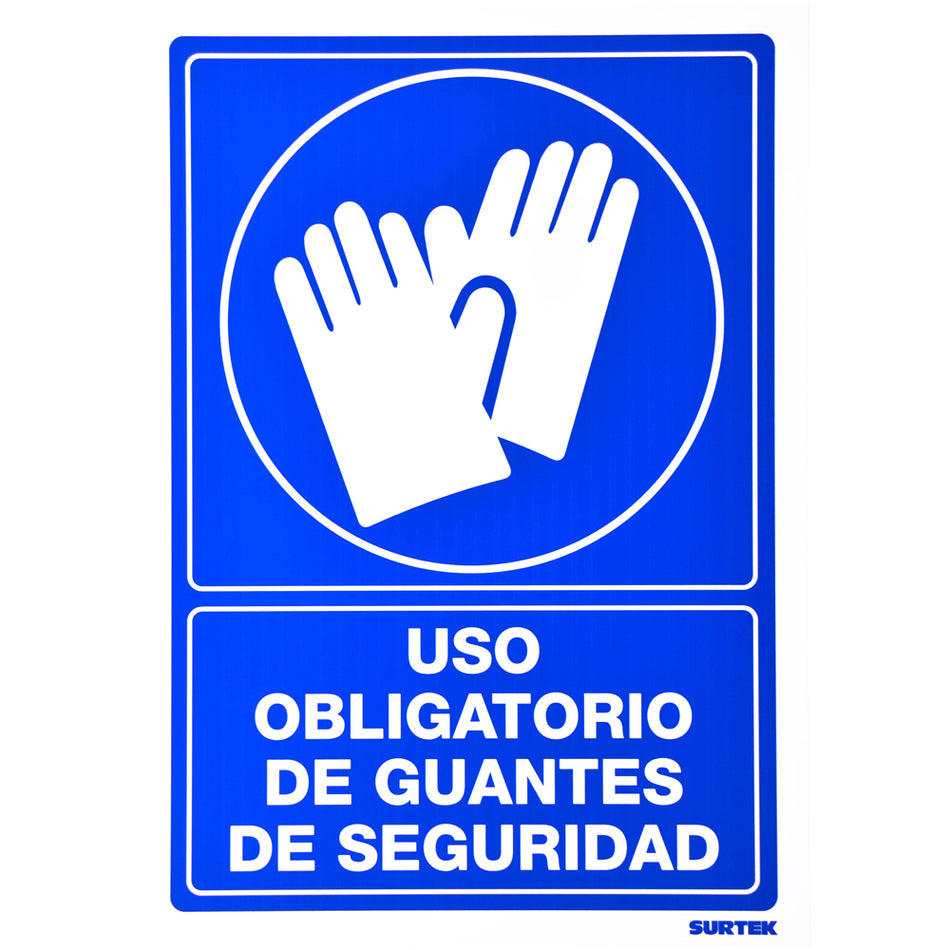 SEÑAL "USO OBLIGATORIO DE GUANTES DE SEGURIDAD" SKU SES140