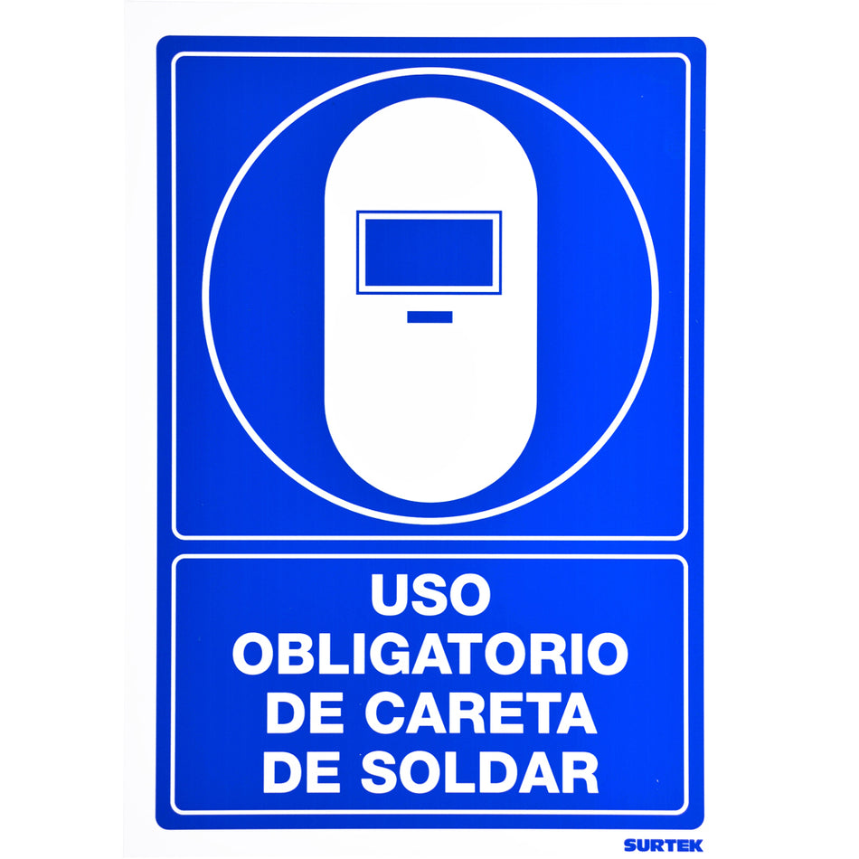 SEÑAL "USO OBLIGATORIO DE CARETA DE SOLDAR" SKU SES170