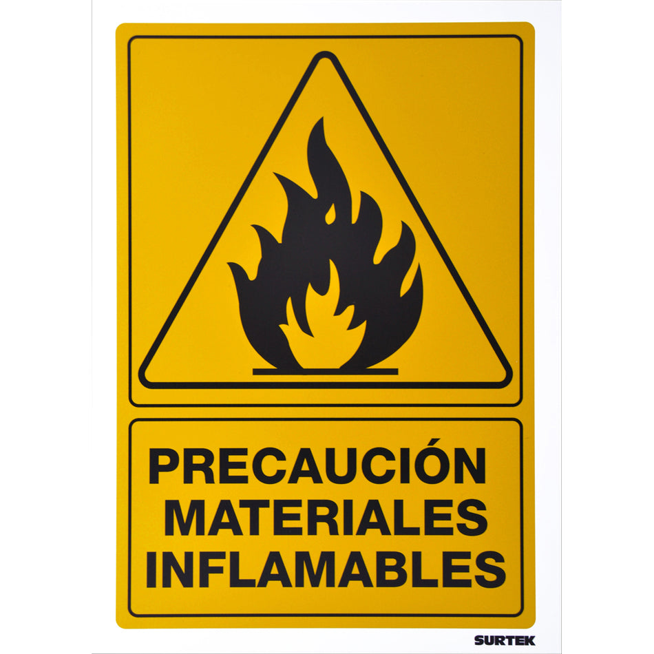 SEÑAL "PRECAUCION MATERIALES INFLAMABLES" SKU SES280