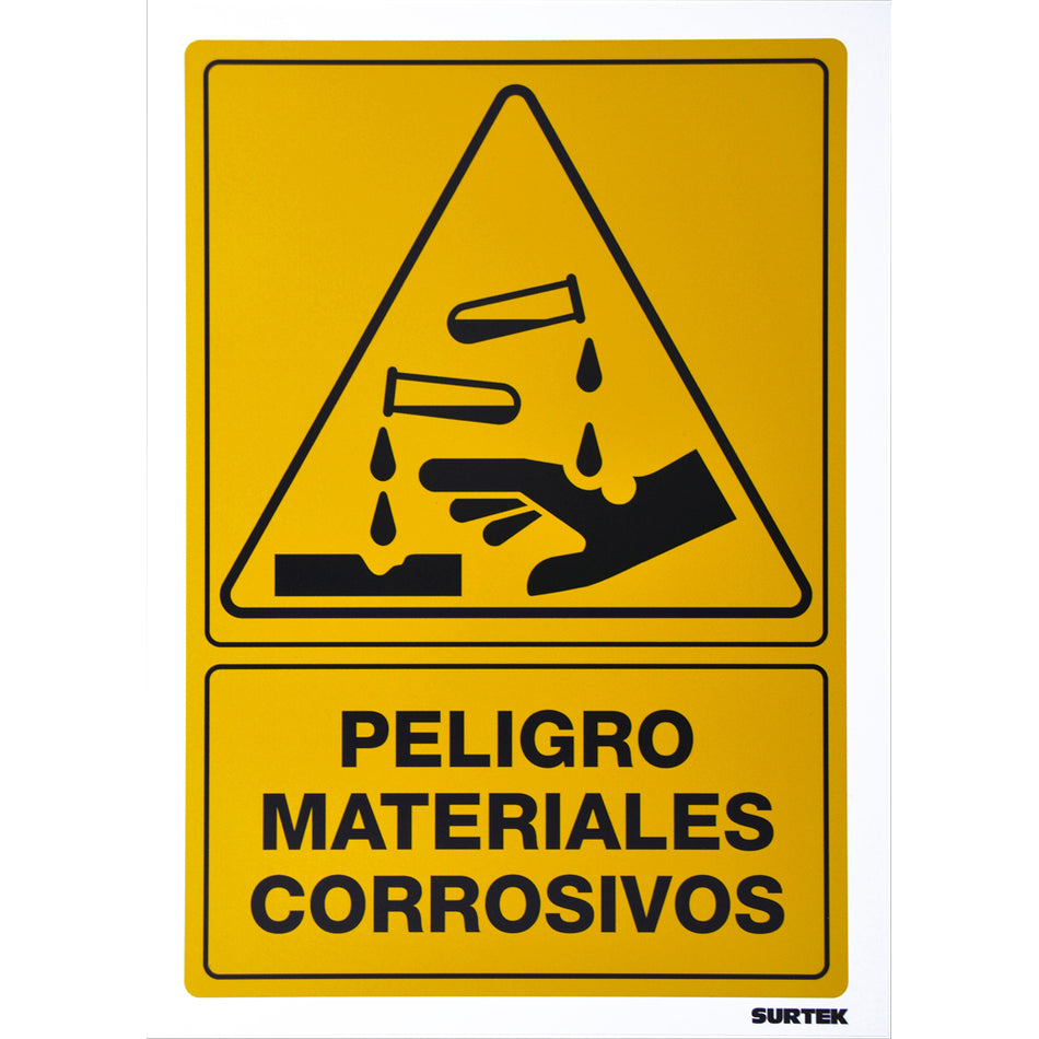 SEÑAL "PELIGRO MATERIALES CORROSIVOS" SKU SES290