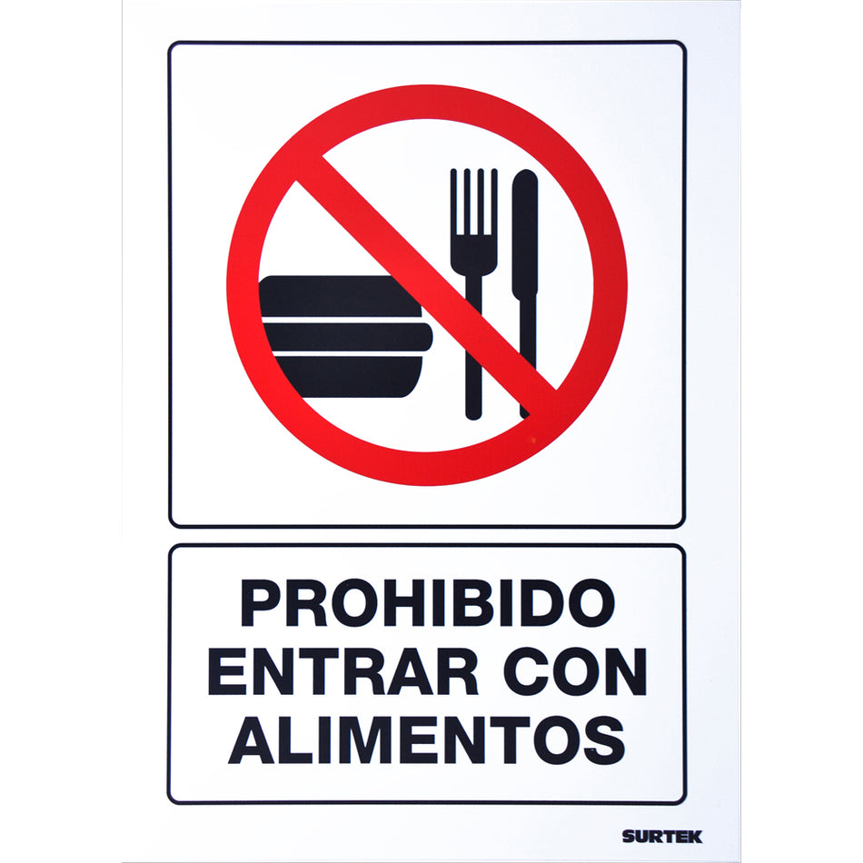 SEÑAL "PROHIBIDO ENTRAR CON ALIMENTOS" SKU SES380