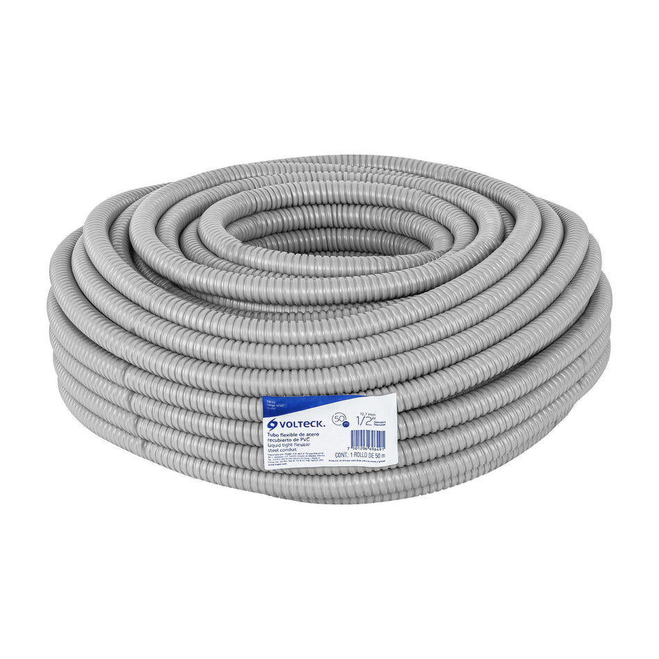 Rollo de 50 m de tubo flexible liquid tight de 1/2', Volteck SKU TFR-1/20