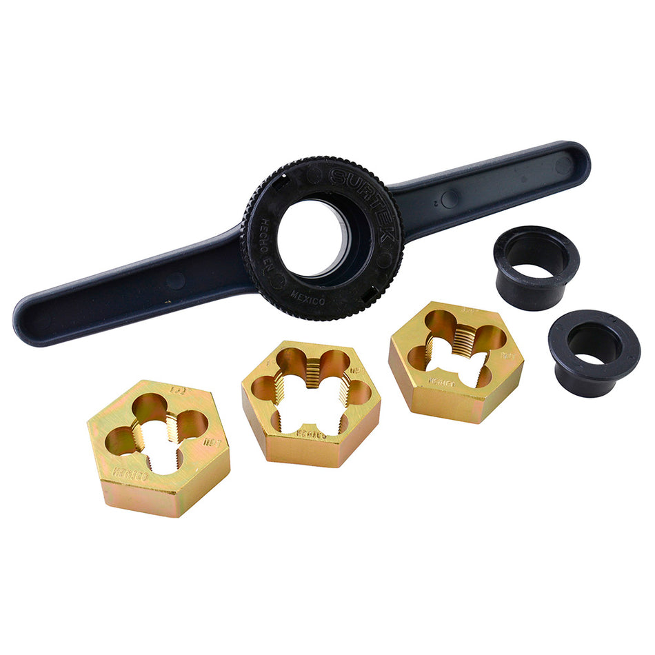 JUEGO DE TARRAJA PARA TUBO DE PVC DE 1/2" A 1" NPT,  6 PIEZAS SKU TMP30