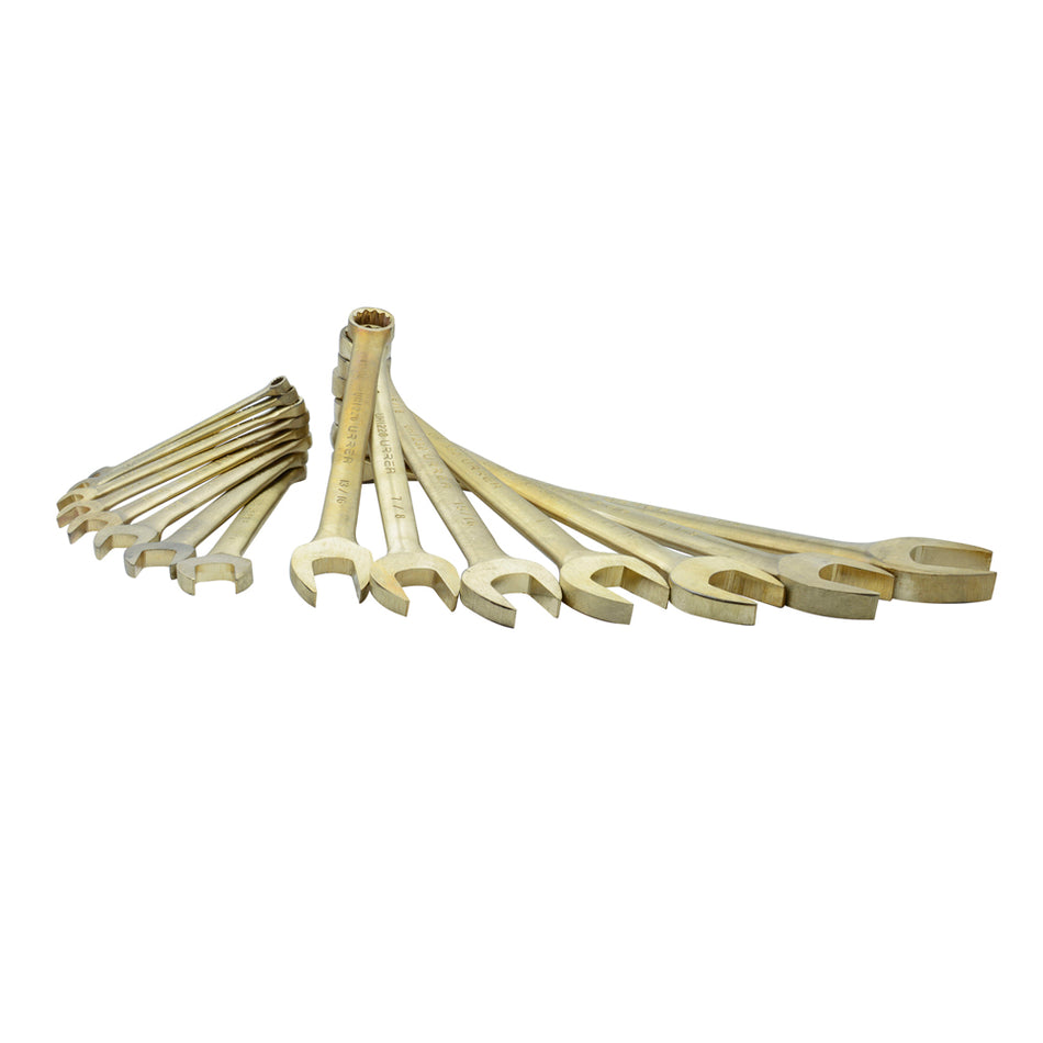 JUEGO DE LLAVES COMBINADAS DE BRONCE ALUMINIO ANTICHISPA EN PULGADAS 12 PUNTAS 15 PIEZAS SKU UH1200F