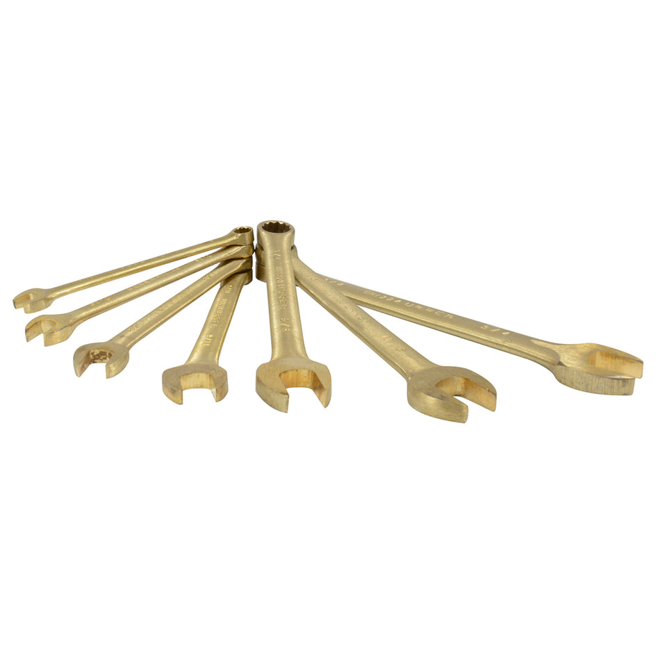 Juego de llaves combinadas de bronce-aluminio antichispa en pulgadas, 12 puntas, 7 piezas SKU UH1200H