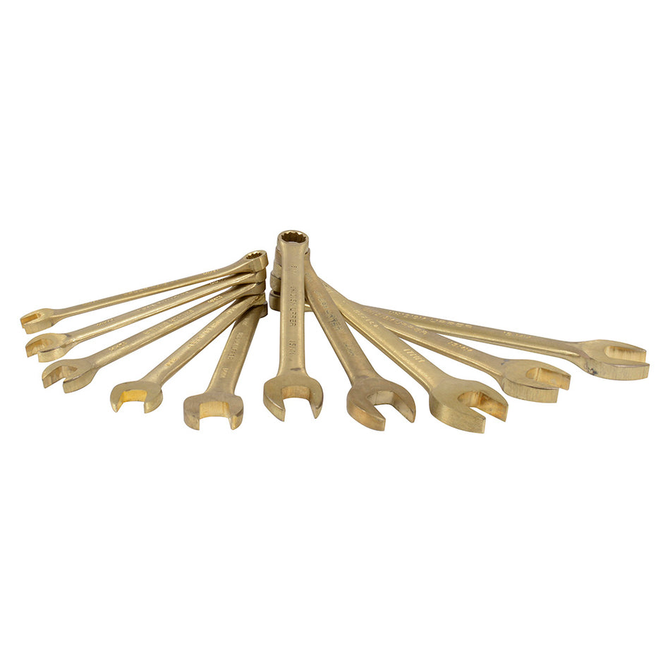 Juego de llaves combinadas de bronce-aluminio antichispa métricas, 12 puntas, 10 piezas SKU UH1200KM