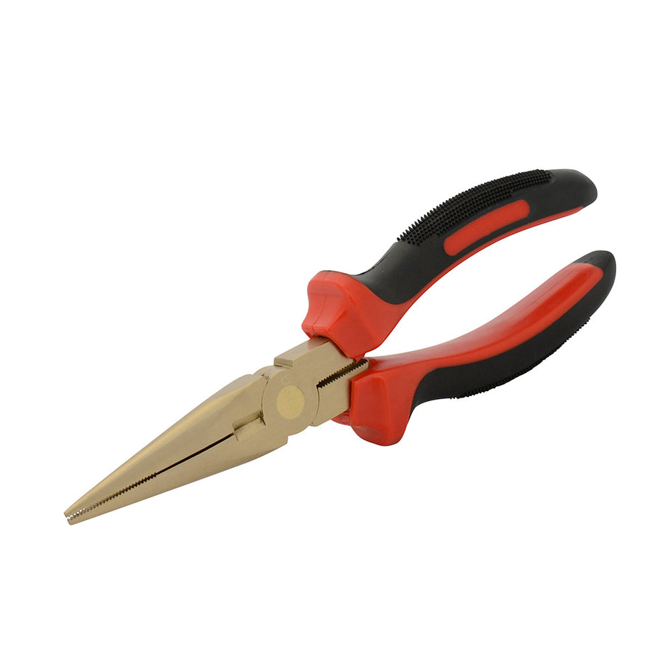PINZA DE BRONCE ALUMINIO ANTICHISPA CON MANGO BIMATERIAL DE 8 PUNTA LARGA SKU UH2292