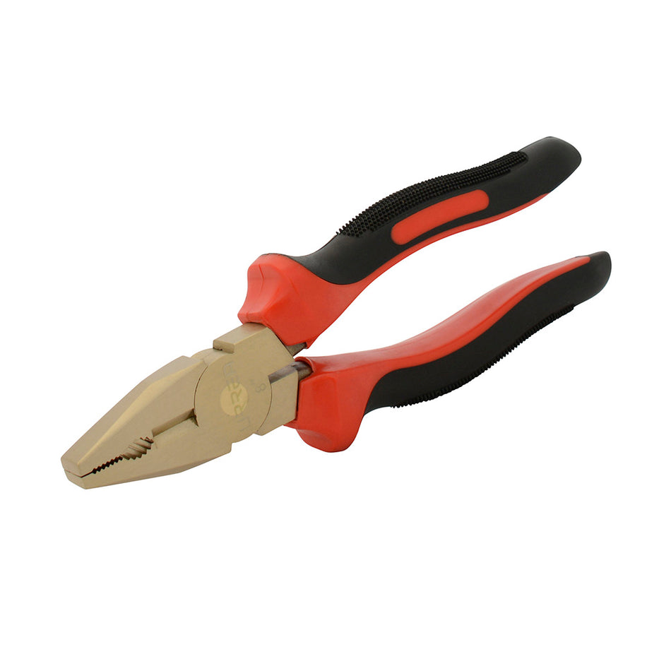 Pinza de bronce-aluminio antichispa con mango bimaterial de 8", para electricista SKU UH268